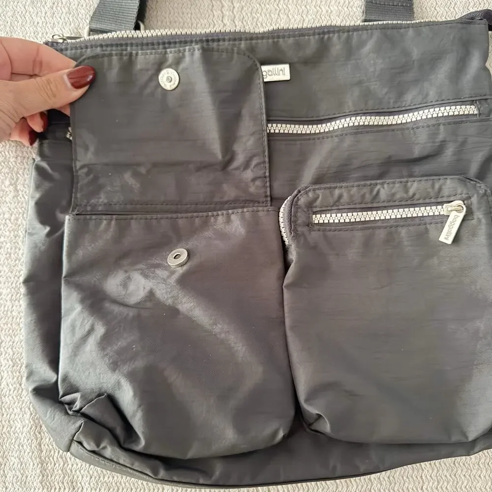 Baggalini Grey Anywhere Square Crossbody Bag Travel Versatile